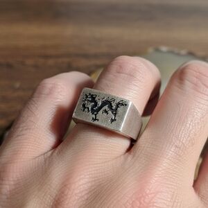 Dragon Tiger Sterling Silver Ring Mens Womens Size 8